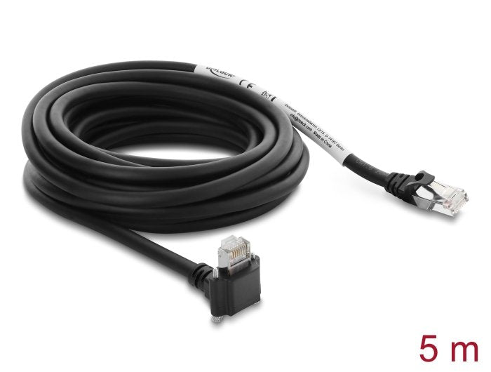 Delock Gige Camera Cable RJ45 Connector Male 90° Angulado With Screws Connector Male Length 28MM a RJ45 Connec
