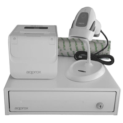 Approx Kit Tpv Cash Drawer APPCASH33WH White + Reader/Scanner APPLS22WH + Printer Thermal APPPOS80AMUSEWH + Pa — image 1