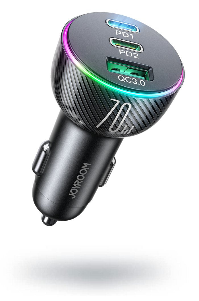 Joyroom Car Charger 3-IN-1, (c + C + U) Bluetooth Fm Transmitter, Pd 70W, Black (JR-CL26)