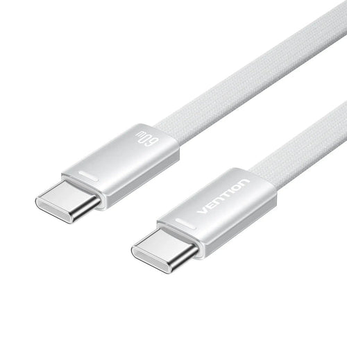 Vention Flat USB 2.0 USB-C M-m Cabl 3A Cable 1M Silver Aluminum — image 1
