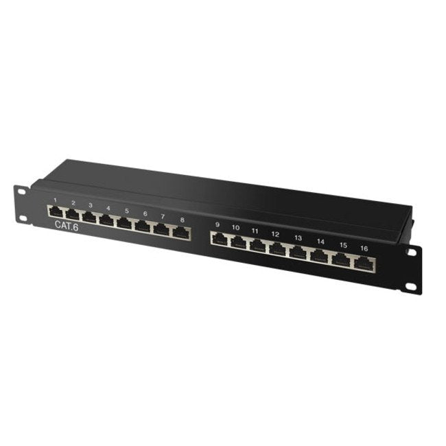 S-impuls 19-RJ45-PATCHPANEL 1HE, 16-PORT, CAT.6 STP, Sw