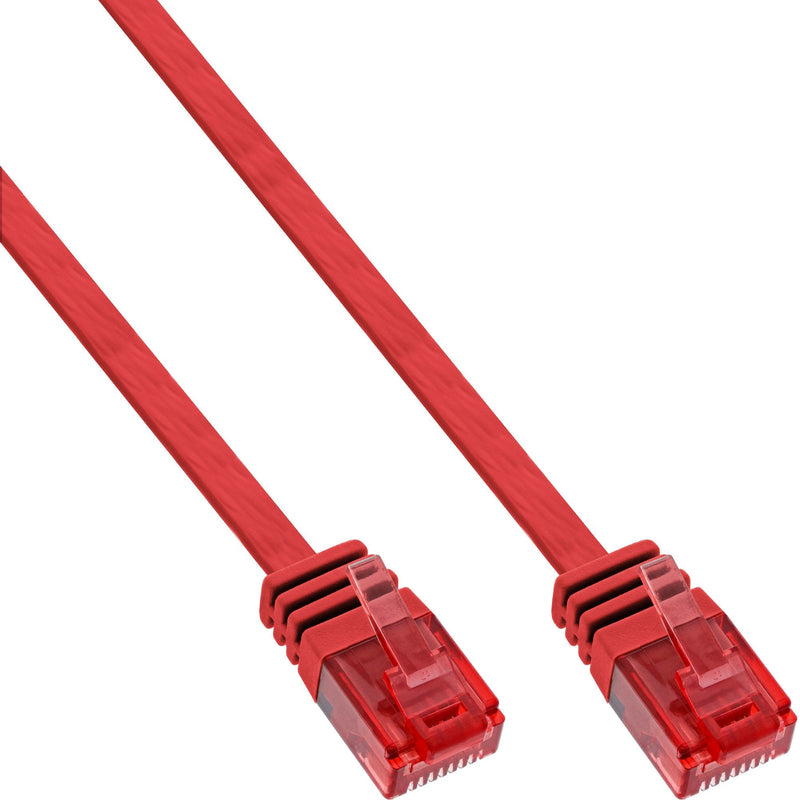 Inline Flat Ultraslim Network Cable U/UTP CAT.6 Gigabit Ready Red 3M