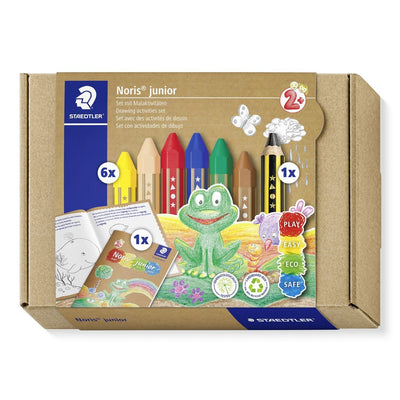 Set Of Dibujo Noris Junior 6 Ceras Colours Pencil And Librito Actividades — image 1