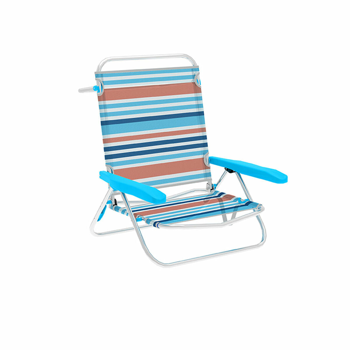 Marbueno Folding Chair 5 Positions Aluminum Orange Blue Stripes Beach Pool 63X76X78 Cm