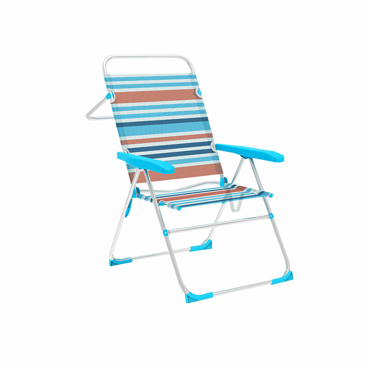 Marbueno Folding Chair 5 Positions Aluminum Orange Blue Stripes Beach Pool 59X61X97 Cm