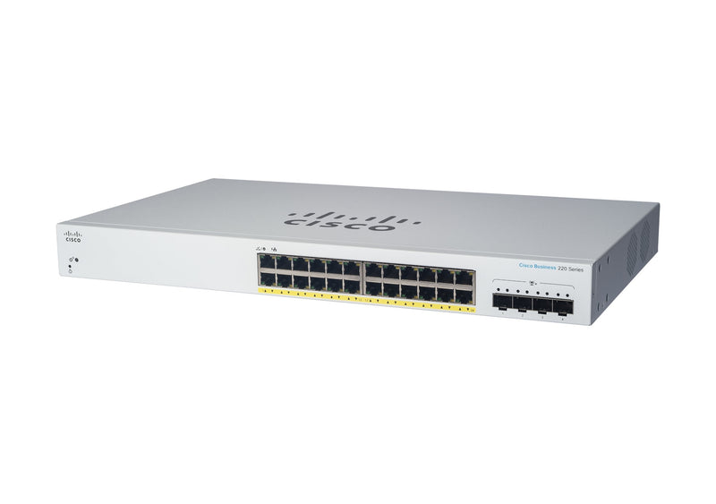 Cisco Business 220 Series CBS220-24P-4G Conmutador Smart 24 X 10/100/1000 (PoE + ) + 4 X Gigabit Sfp (enlace A