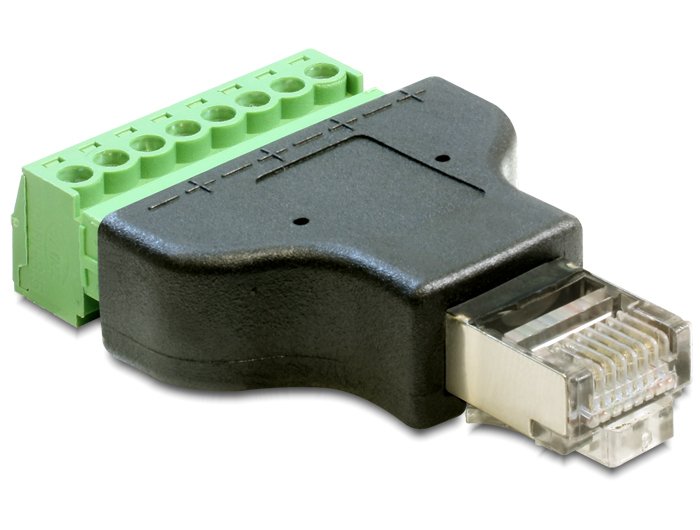 Delock Adapter RJ45 Male Terminalblock 8 Pin 2-TEILIG