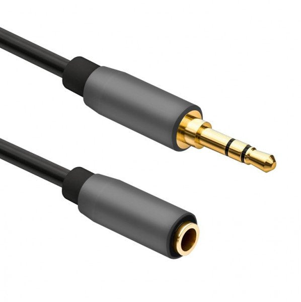 Helos Cable Extensión , Jack 3,5MM Male / Female 3 Pines, Premium, 3,0M, Black