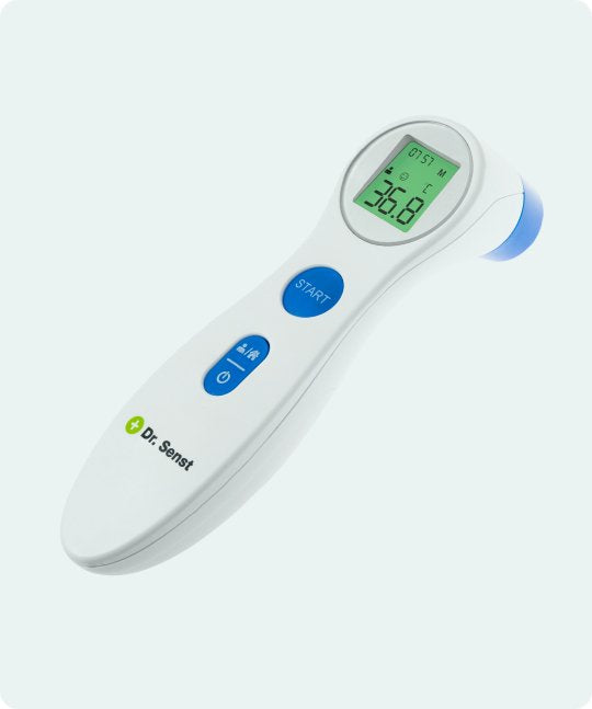 Dr. Senst DET-306 Thermometer With Sensor Remoto Blue White Frente Buttons