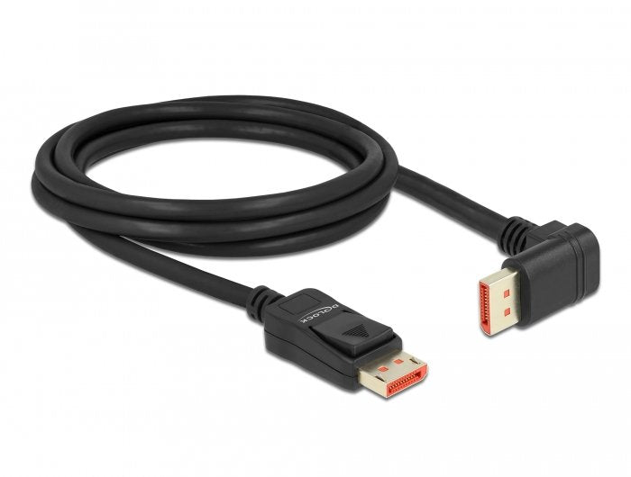 Delock DisplayPort Cable Connector Male Recto a Connector Male 90° Abajo Angulado 8K 60 HZ 2M