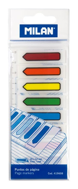 Milan Bloc 120 Marcadores Páginas Adhesivos Flecha Plastic Transparent C/Surtidos