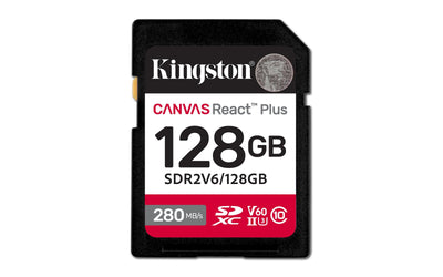 Kingston Sdxc 128GB Canvas React Plus Sdxc Uhs-ii 280R/100W U3 V60 — image 1