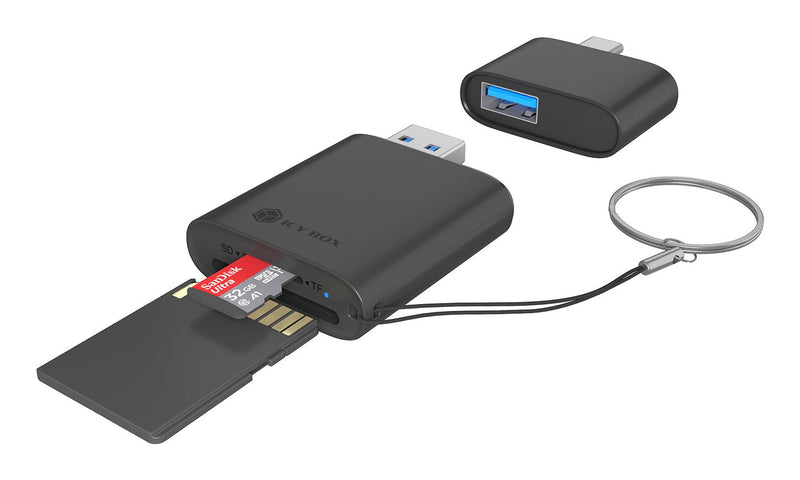Icy Box IB-CR204-CU3 Reader Card USB 3.2 Gen 1 (3.1 Gen 1) Type-a/Type-c Black