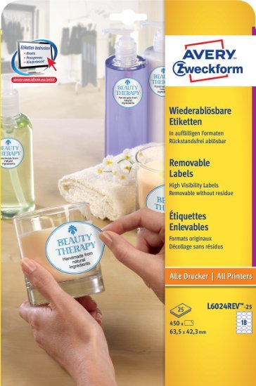 Avery Zweckform Labels L6024REV-25 White 63,5 X 42,3MM