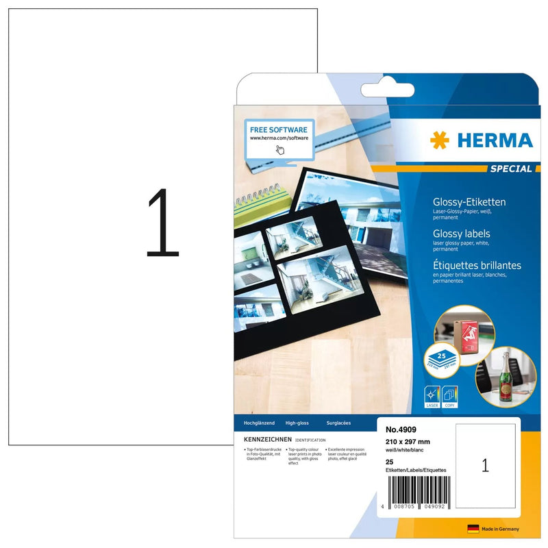 Herma Labels A4 Paper White 210X297 Mm Brillo. 25 Horas