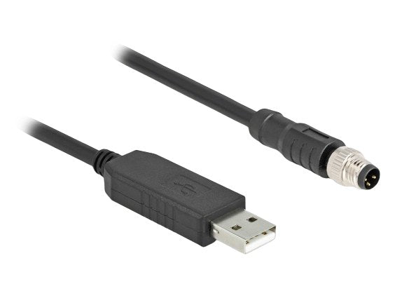 Delock M8 A-kodiert 3 Pin Serielles Cable Connection With Ftdi Chipset, USB 2.0 Type a Connector Male a M8 RS-
