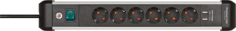 Brennenstuhl Power Strip 1391030610 Base Múltiple 3M 6 Salidas AC Indoor Black Silver