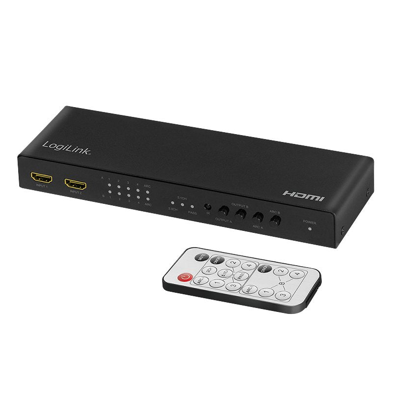 Logilink Switch HD0049 Matriz HDMI 4X2 Ports 4K / 60HZ, Escalador, Hdr, Arc