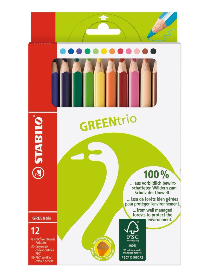 Stabilo Greentrio Pack With 12 Pencils Colours - Mina 2.5MM - Ideal Colegio - Colours Surtidos