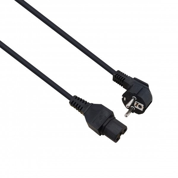 Helos Netzanschlusskabel, Plug Schuko 90° Sobre C15, Black 5,0M