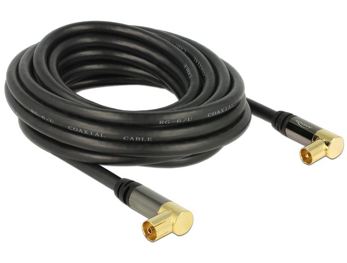 Delock Cable IEC Connector Male 90G IEC Connector Female 90G RG-6 U 5M