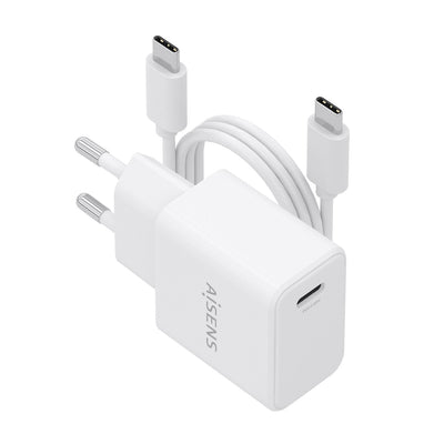 Aisens Charger GaN USB-C PD 3.0 1x USB-C 20W With USB Cable -c 1M, White — image 1
