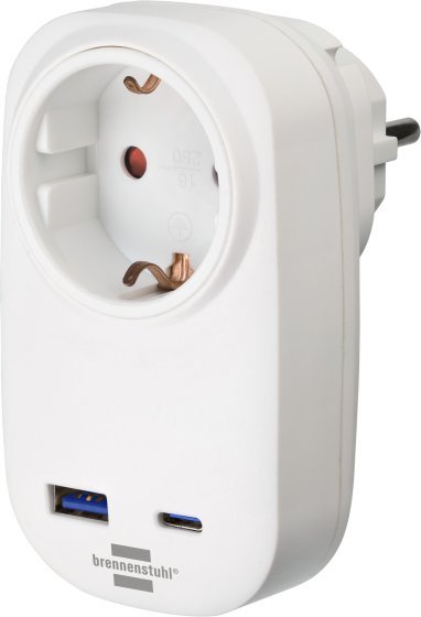 Brennenstuhl Adapter Plug + Charger USB Pd 20W White Usb-a, Usb-c, With Protection Kids 1508210010 — image 1