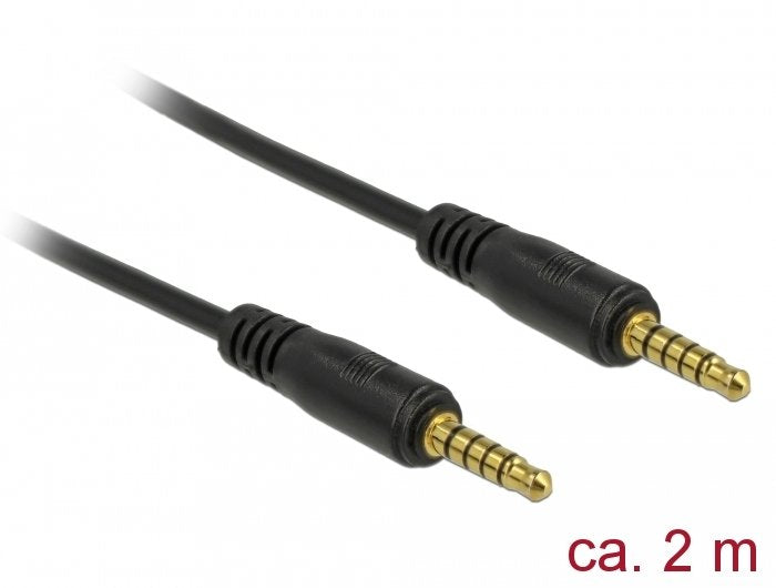 Delock Cable Jack 3,5MM 5 Pin Connector Male a Male 2M Black