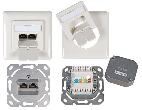 Efb Socket Datos CAT.6 250MHZ Derecha Izquierda, EMPOTRADO,2x RJ45,WEI — image 1