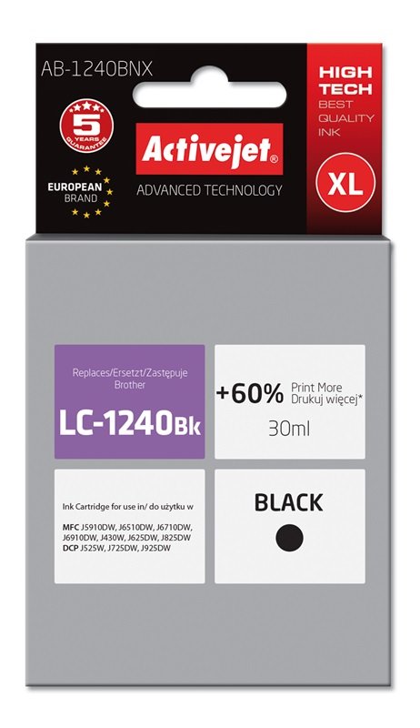 Activejet Ink AB-1240BNX (reemplazo Brother LC1240BK / 1220BK - Supreme - 30ML - Black