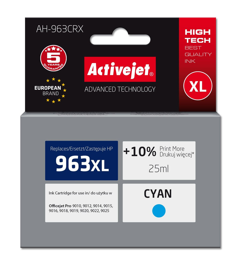 Activejet Ink Ah-963CRX (reemplazo HP 963XL 3JA27AE, Premium, 1760 Páginas, Blue