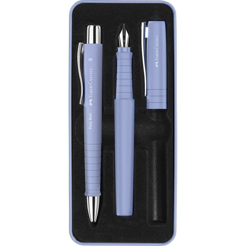 Faber-castell Poly Pack Pen Poly Ball And Pluma Estilografica Poly Pen With Plumin B - Clip Metal - Blue
