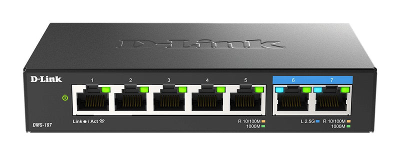 7-PORT Multi-Gigabit Unmanaged Switch- 5 X 10/100/1000Mbps Ports- 2 X 10/100/1000/2500Mbps Ports- Auto Mdi/Mdi