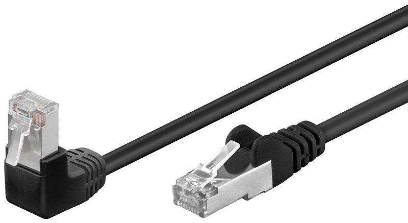 Wentronic Goobay CAT.5E Network Cable 1X 90 Angulado, F UTP, Black 1M - Cca Kupfergemisch, 1x RJ45-CONECTOR Ma