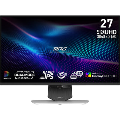 MSI Monitor Mpg 274URDFWDE E16M Qled, Gaming 27 White/Black Ultrahd/4K, Rapid Ips, Modo Dual (fhd 320HZ / 4K 1 — image 1