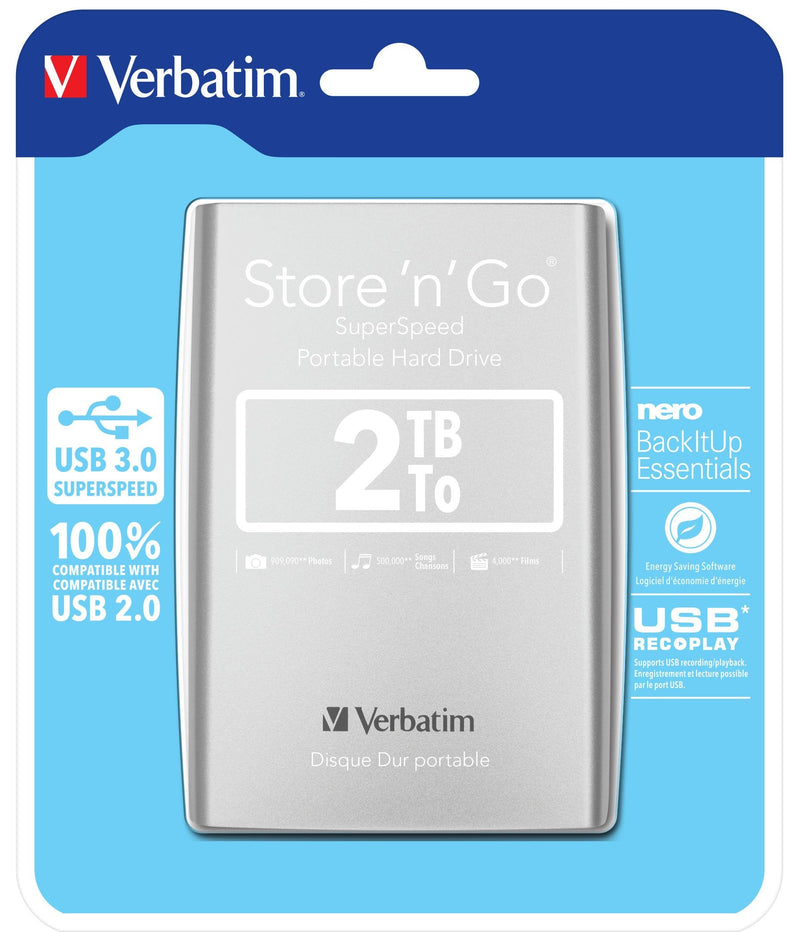 Verbatim Drive External HDD HD 2.5 2TB USB 3.0 Silver 53189
