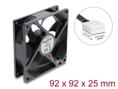 Delock Fan Axial 48V Dc, 92 X 92 X 25MM With 4 Pin PWM Connection Fan Black — image 1
