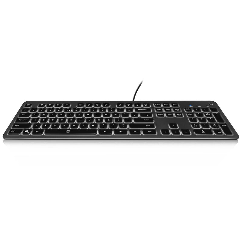 Ewent Keyboard With USB Cable - Disposicion Portuguesa QWERTY Pt - Retroiluminacion - Keys Low Perfil And Sile