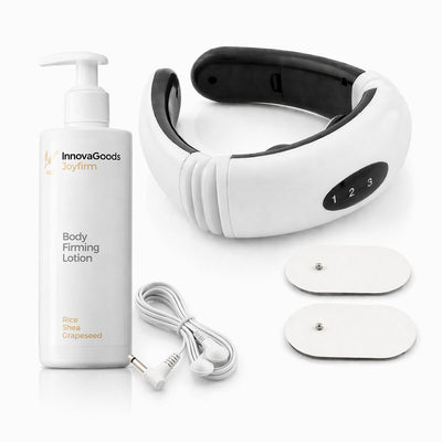 Pack Electromagnetic Neck and Back Massager and Firming Body Lotion Rice Joyfirm 250 ml InnovaGoods
