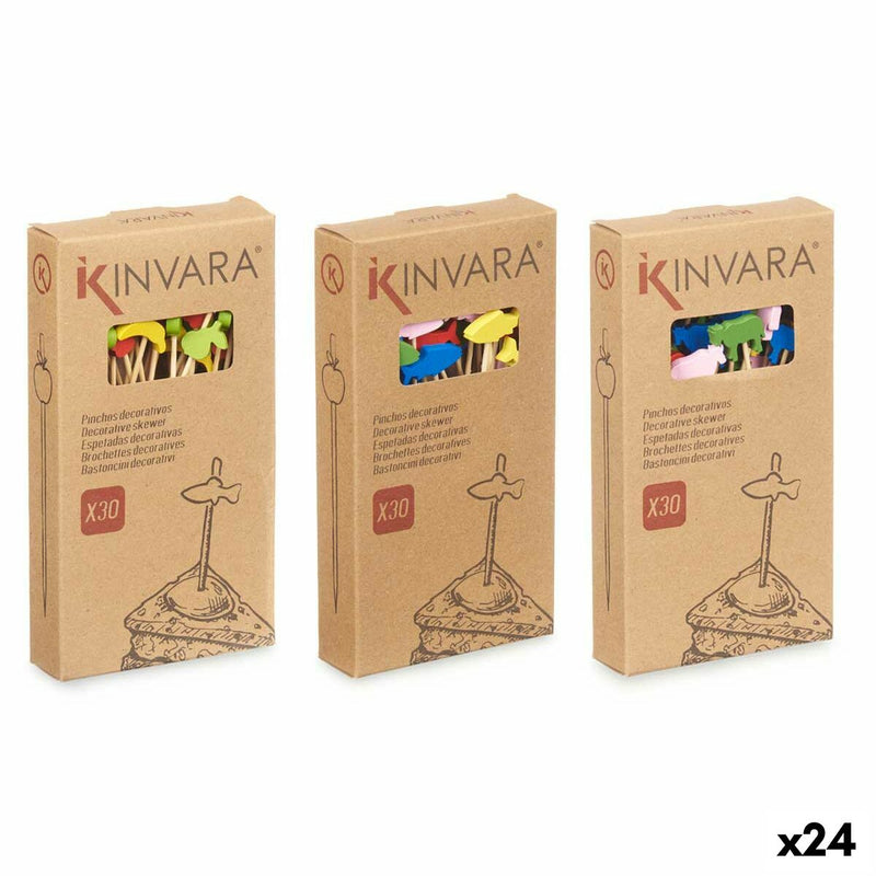 Barbecue Skewer Set Kinvara Bamboo Skewer Decorated (24 Units)