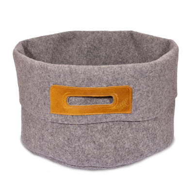 Wool Felt Omaking Basket - Grey/Cognac