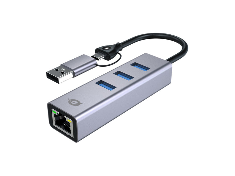 Adapter USB-C/USB-A Ethernet RJ45 Conceptornic ABBY25F With Hub USB 3,2 X3 Ports