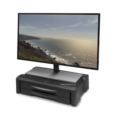 Monitor Stand Extra Wide With Two Drawers, Up To 10KG, Adjustable Height, Black — image 1