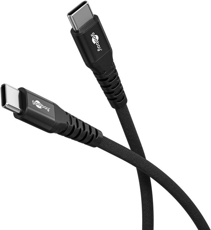 Goobay USB-C Supersoft Textile Cable With Metal Plugs, 2M, Black