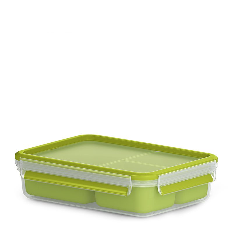 Emsa Clip & Go Snackbox 1,2 L With 3 Insertos, Box, Rectangular 1,2 L, Transparent Alemania, 163MM