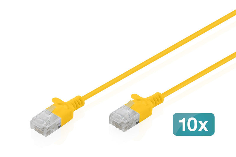 CAT.6 U-UTP Slim Network Cable, 0,5M, Yellow 10 Pcs
