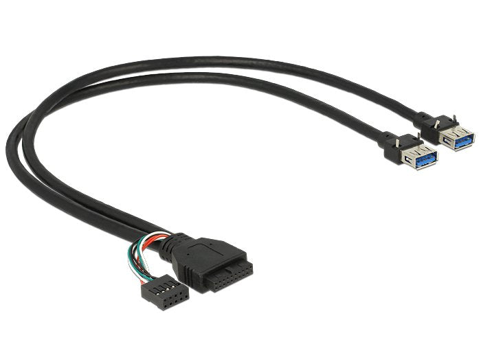 Delock 83829 USB Cable 3.0 Pin Header Female + USB 2.0 Pin Header Female 2 X USB 3.0A Female 45CM