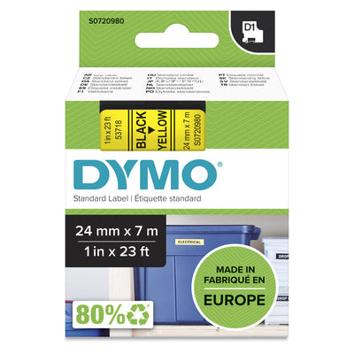 Dymo D1 - Labels Standard - Black Sobre Yellow - 24MM X 7M — image 1