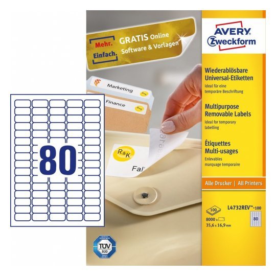 Avery Zweckform Labels L4732REV-100 White 35,6 X 16,9MM