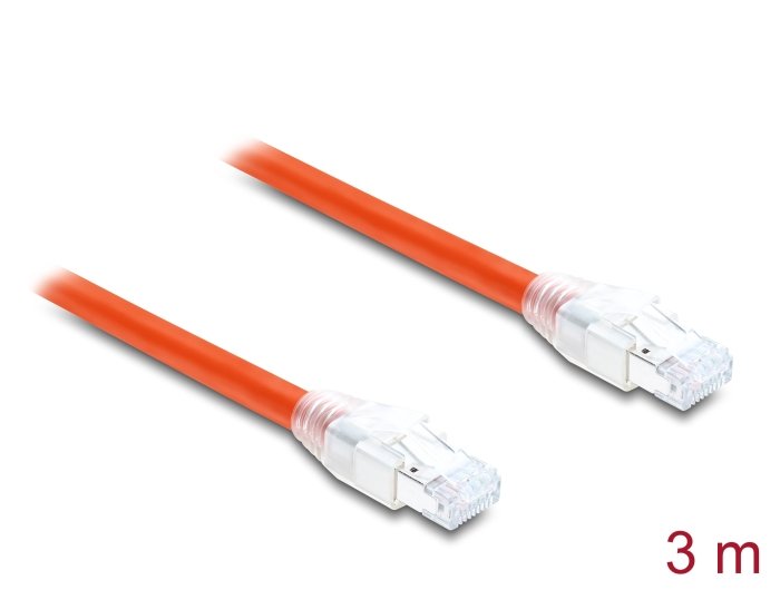 Delock RJ45 Network Cable CAT.8.1S FTP 3M Hasta 40Gbps Orange